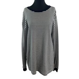 Polo Ralph Lauren White Black Sweater Dress Cotton Striped Boat Neck XL X-Large